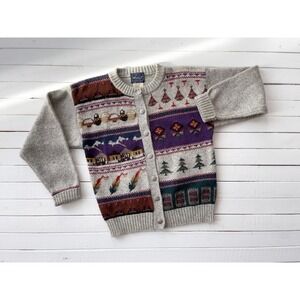 Woolrich vtg gray‎ Native American house country wool cardigan
